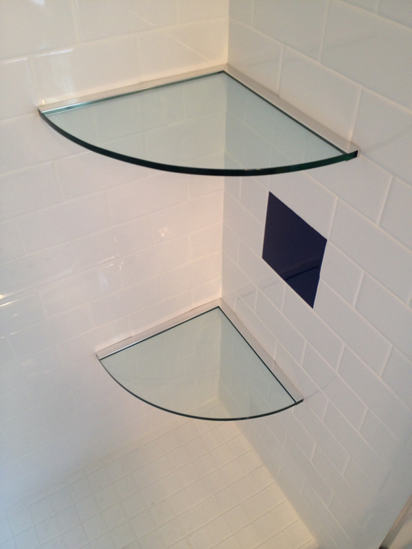 Residential Glass - Bathroom glass shelves using channel